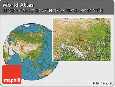 Satellite Location Map of the Area around 32° 8' 5" N, 97° 49' 29" E