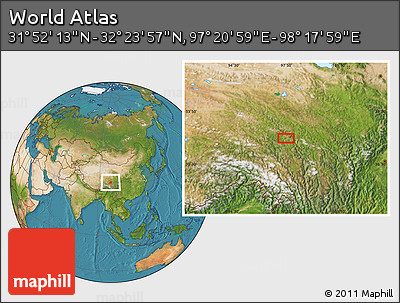 Satellite Location Map of the Area around 32° 8' 5" N, 97° 49' 29" E