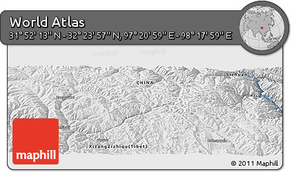 Physical Panoramic Map of the Area around 32° 8' 5" N, 97° 49' 29" E