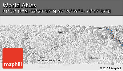 Physical Panoramic Map of the Area around 32° 8' 5" N, 97° 49' 29" E
