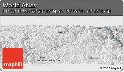 Physical Panoramic Map of the Area around 32° 8' 5" N, 97° 49' 29" E