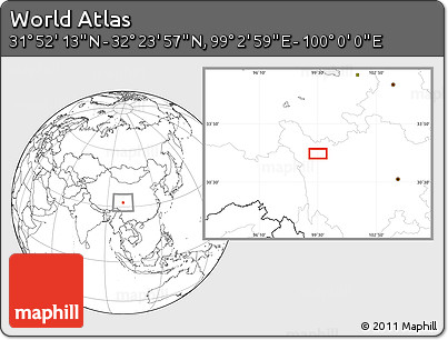 Blank Location Map of the Area around 32° 8' 5" N, 99° 31' 30" E