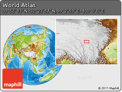 Physical Location Map of the Area around 32° 8' 5" N, 99° 31' 30" E