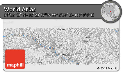 Physical Panoramic Map of the Area around 32° 8' 5" N, 99° 31' 30" E