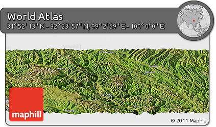 Satellite Panoramic Map of the Area around 32° 8' 5" N, 99° 31' 30" E