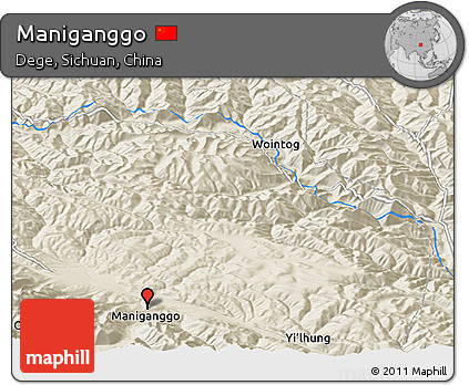 Shaded Relief Panoramic Map of Maniganggo