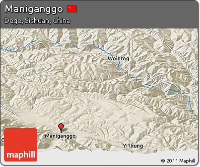 Shaded Relief Panoramic Map of Maniganggo