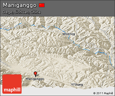 Shaded Relief Panoramic Map of Maniganggo