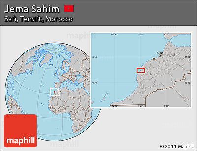 Gray Location Map of Jema Sahim