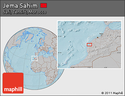 Gray Location Map of Jema Sahim, hill shading