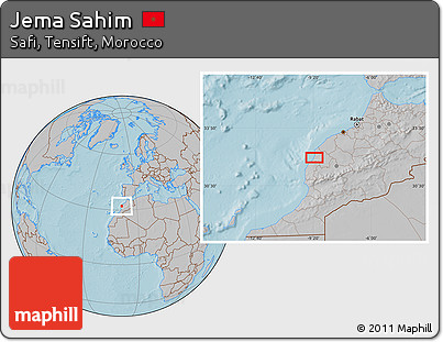 Gray Location Map of Jema Sahim, hill shading