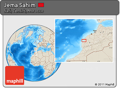 Shaded Relief Location Map of Jema Sahim