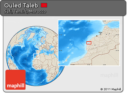 Shaded Relief Location Map of Ouled Taleb