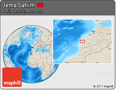 Shaded Relief Location Map of Jema Sahim