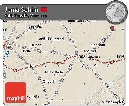 Shaded Relief Map of Jema Sahim