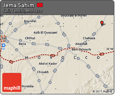 Shaded Relief Map of Jema Sahim