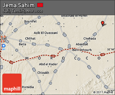 Shaded Relief Map of Jema Sahim