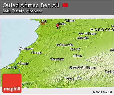 Physical Panoramic Map of Oulad Ahmed Ben Ali