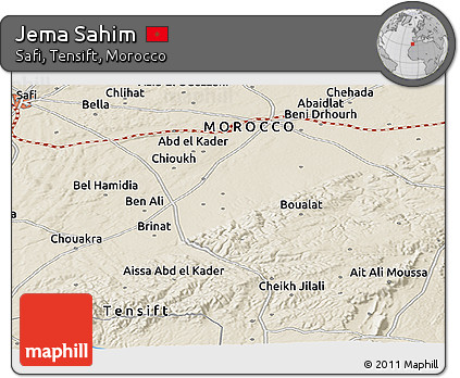 Shaded Relief Panoramic Map of Jema Sahim