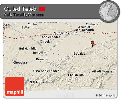 Shaded Relief Panoramic Map of Ouled Taleb