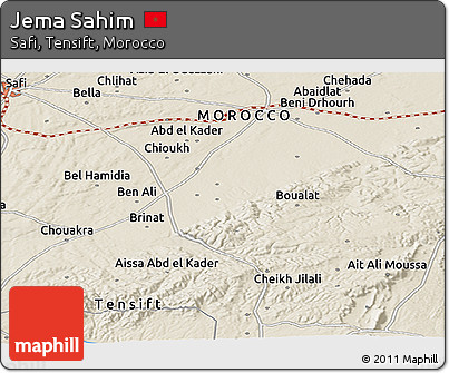 Shaded Relief Panoramic Map of Jema Sahim
