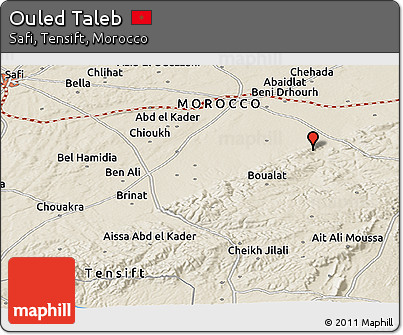 Shaded Relief Panoramic Map of Ouled Taleb
