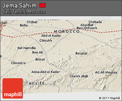 Shaded Relief Panoramic Map of Jema Sahim