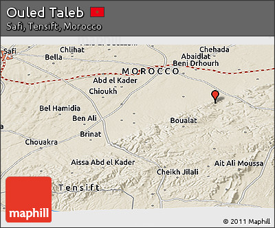 Shaded Relief Panoramic Map of Ouled Taleb