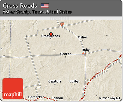 Shaded Relief 3D Map of Cross Roads