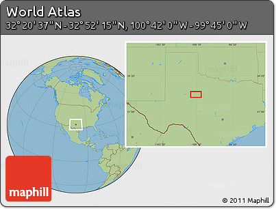 Savanna Style Location Map of the Area around 32° 36' 26" N, 100° 13' 29" W
