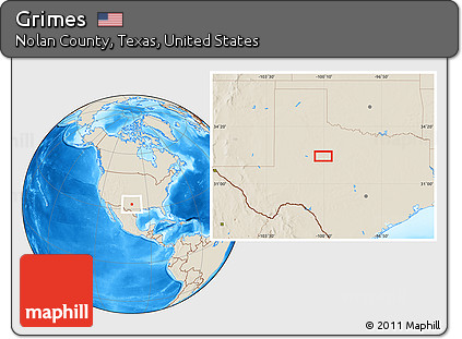 Shaded Relief Location Map of Grimes