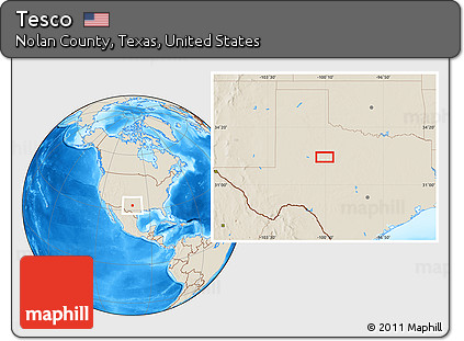 Shaded Relief Location Map of Tesco