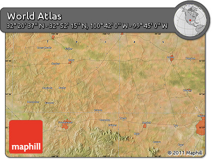 Satellite Map of the Area around 32° 36' 26" N, 100° 13' 29" W