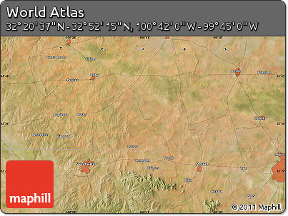 Satellite Map of the Area around 32° 36' 26" N, 100° 13' 29" W