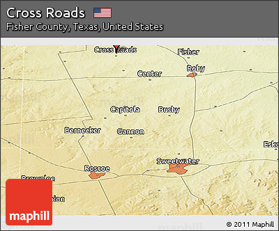 Physical Panoramic Map of Cross Roads