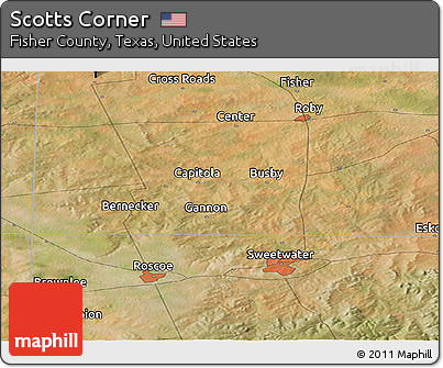 Satellite Panoramic Map of Scotts Corner