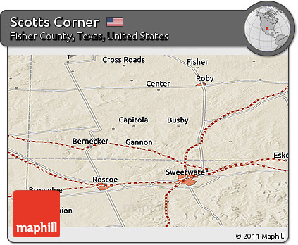 Shaded Relief Panoramic Map of Scotts Corner