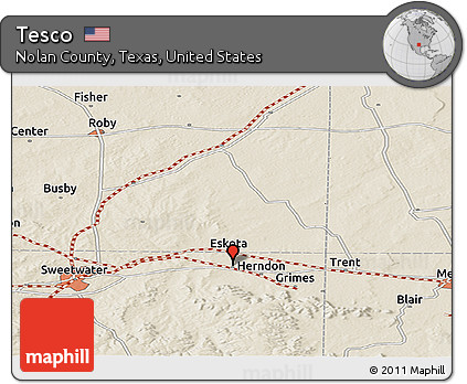 Shaded Relief Panoramic Map of Tesco
