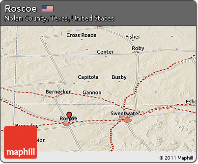 Shaded Relief Panoramic Map of Roscoe