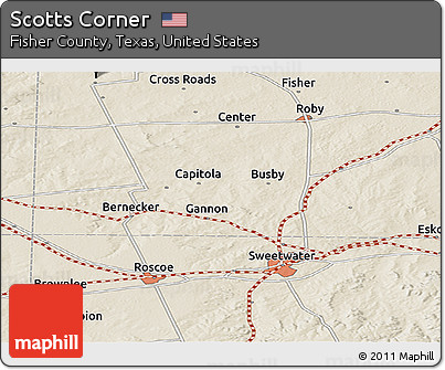 Shaded Relief Panoramic Map of Scotts Corner
