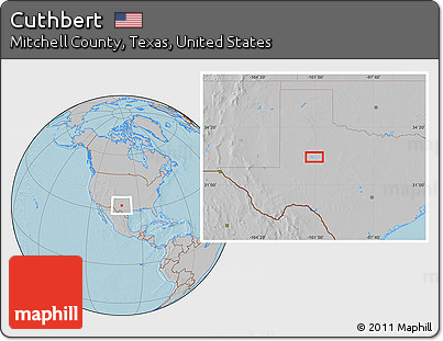 Gray Location Map of Cuthbert, hill shading