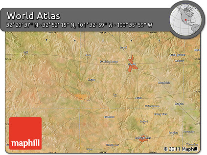Satellite Map of the Area around 32° 36' 26" N, 101° 4' 29" W