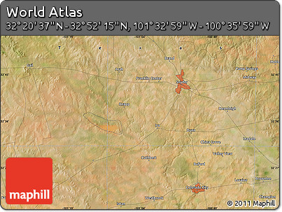Satellite Map of the Area around 32° 36' 26" N, 101° 4' 29" W