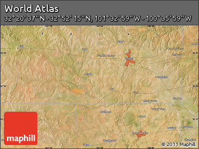 Satellite Map of the Area around 32° 36' 26" N, 101° 4' 29" W