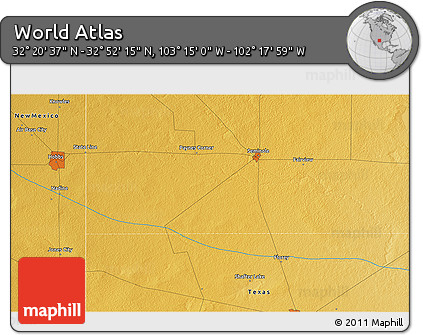 Physical 3D Map of the Area around 32° 36' 26" N, 102° 46' 30" W