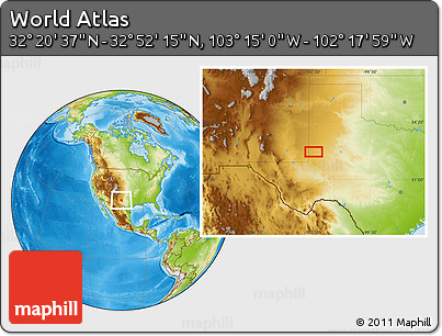 Physical Location Map of the Area around 32° 36' 26" N, 102° 46' 30" W