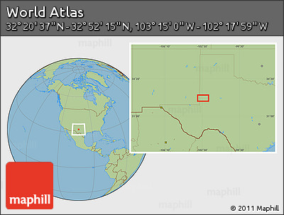 Savanna Style Location Map of the Area around 32° 36' 26" N, 102° 46' 30" W