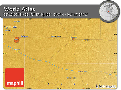 Physical Map of the Area around 32° 36' 26" N, 102° 46' 30" W