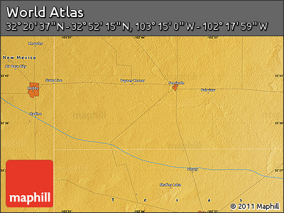 Physical Map of the Area around 32° 36' 26" N, 102° 46' 30" W