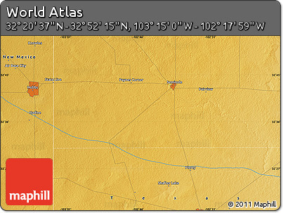Physical Map of the Area around 32° 36' 26" N, 102° 46' 30" W